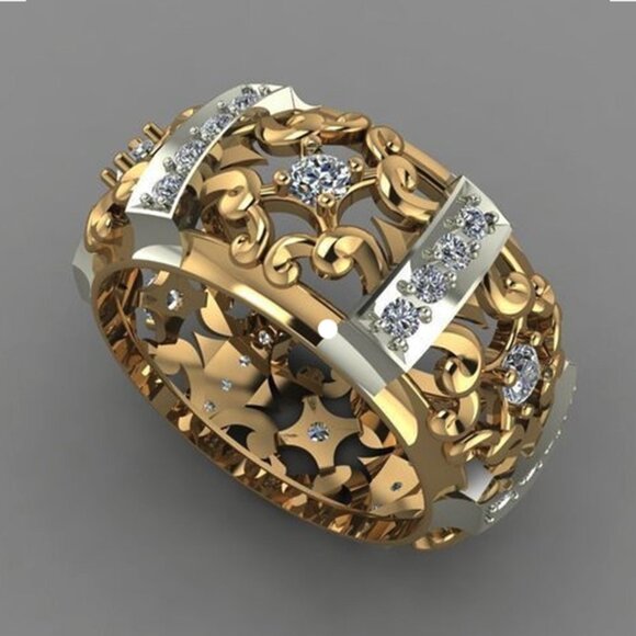 🎀LIMITED EDITION 14K Gold Hollow Flower Pattern Ring for Women, F024 - Picture 1 of 6